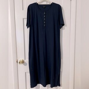 J. Crew 100% Cotton Midi Henley Dress, Size Large